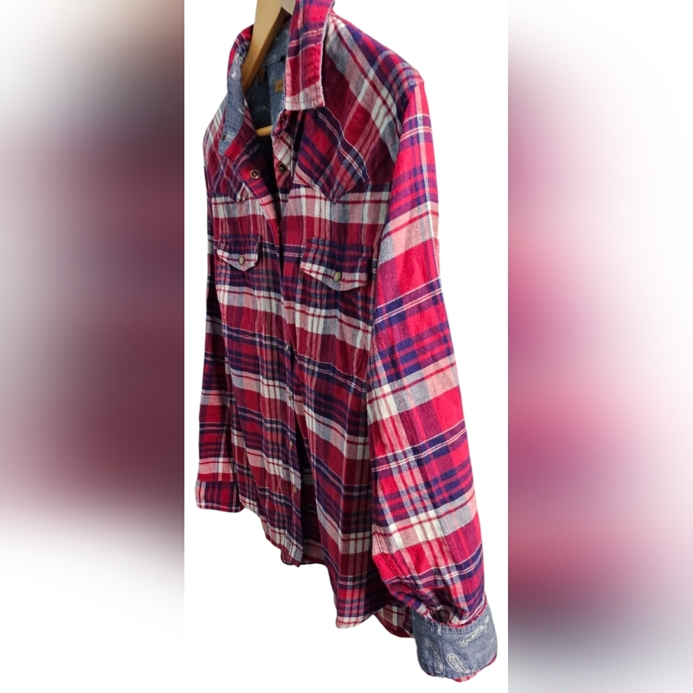 Jach's Girlfriend - Long Sleeve Plaid Snap Button Down Collared Cowgirl Vibe - Picture 2 of 8